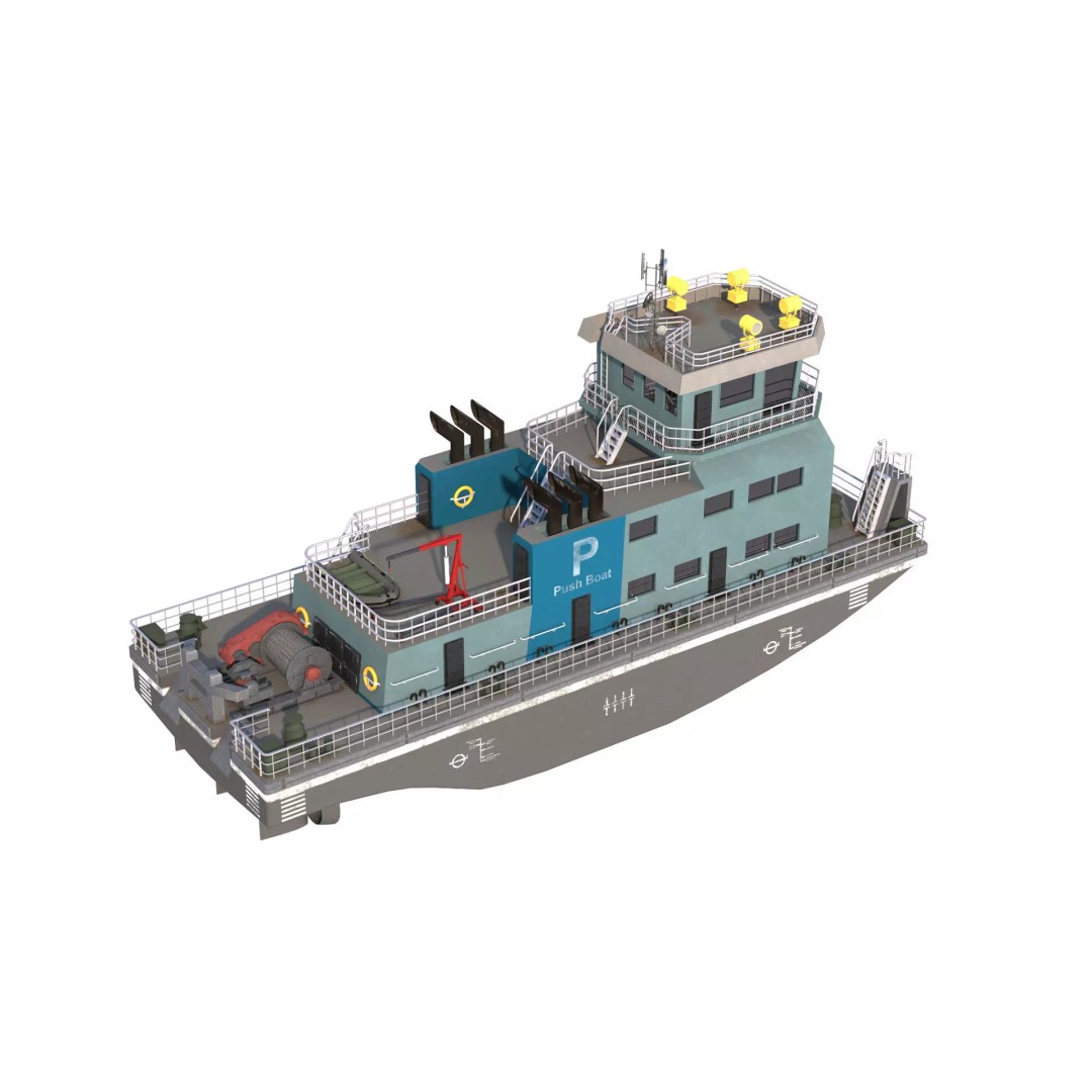 Harbor Tug Boat 3D Model – Low Poly Game Asset, FBX, PBR Textures - View 13