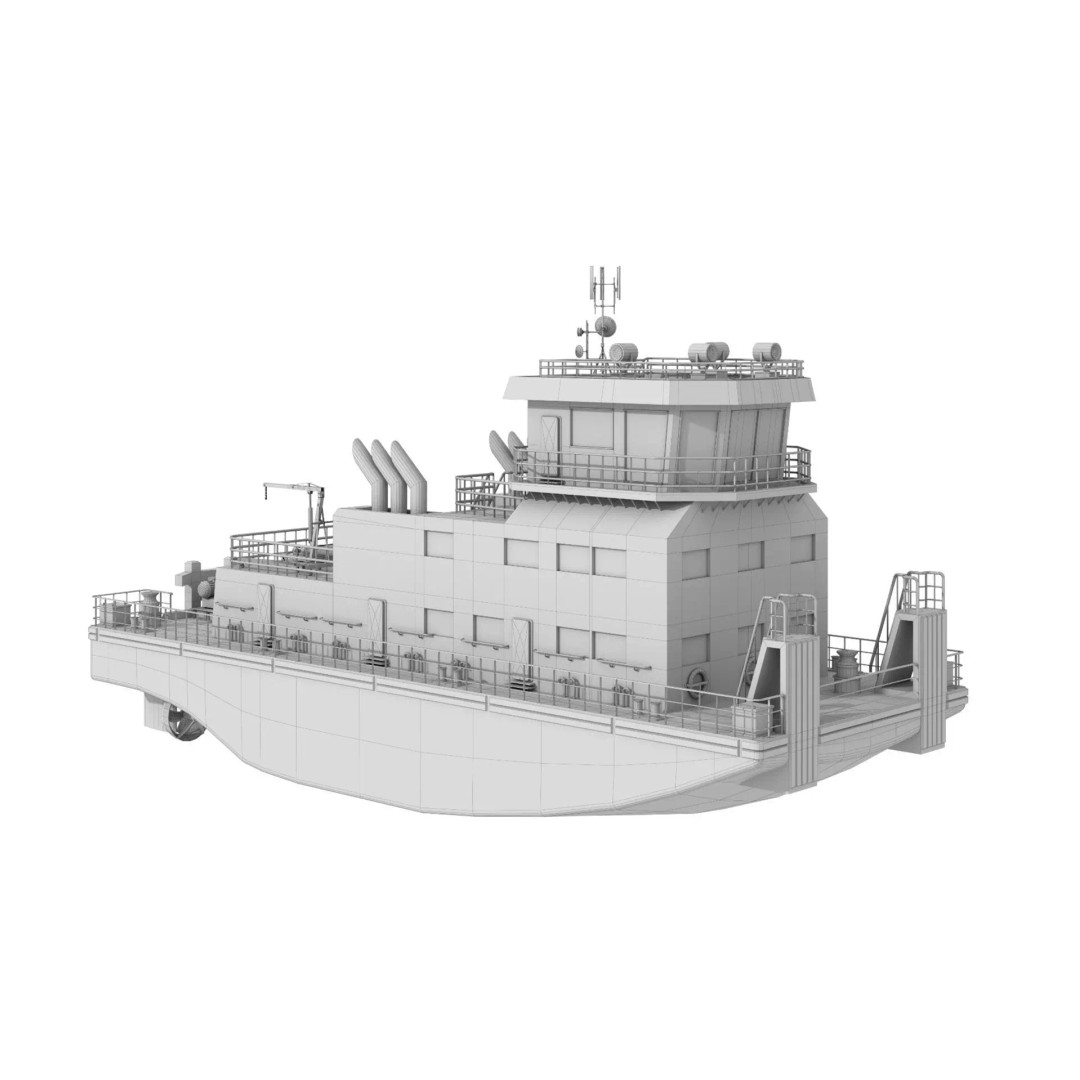 Harbor Tug Boat 3D Model – Low Poly Game Asset, FBX, PBR Textures - View 14