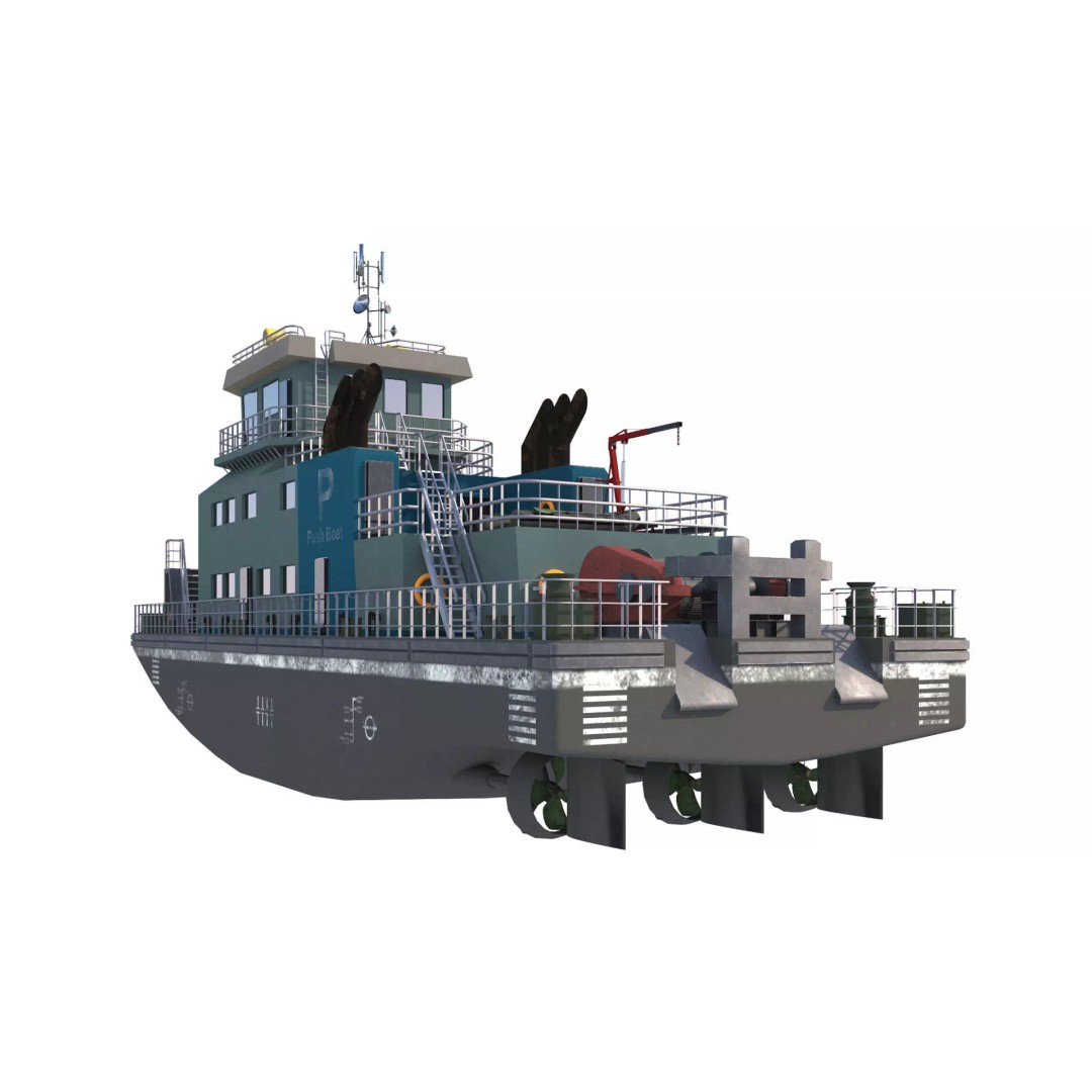 Harbor Tug Boat 3D Model – Low Poly Game Asset, FBX, PBR Textures - View 15