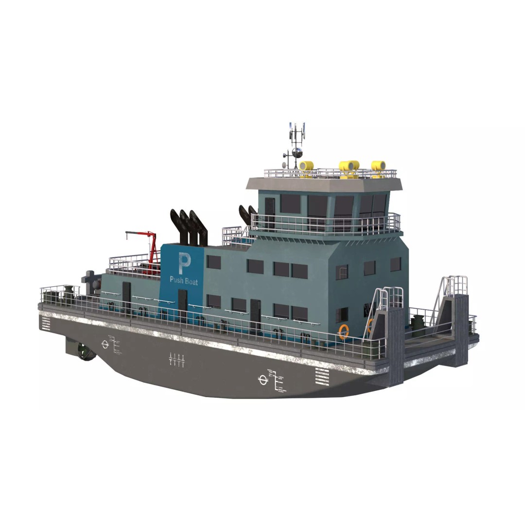 Harbor Tug Boat 3D Model – Low Poly Game Asset, FBX, PBR Textures - View 3