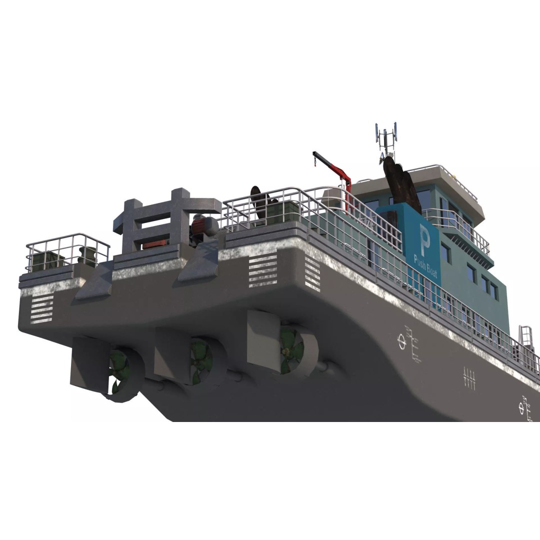 Harbor Tug Boat 3D Model – Low Poly Game Asset, FBX, PBR Textures - View 4
