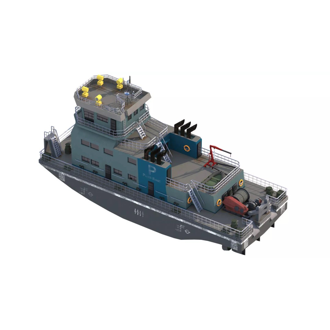 Harbor Tug Boat 3D Model – Low Poly Game Asset, FBX, PBR Textures - View 5