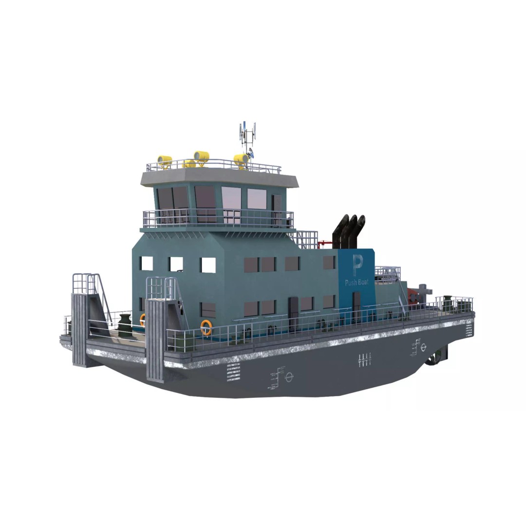 Harbor Tug Boat 3D Model – Low Poly Game Asset, FBX, PBR Textures - View 6
