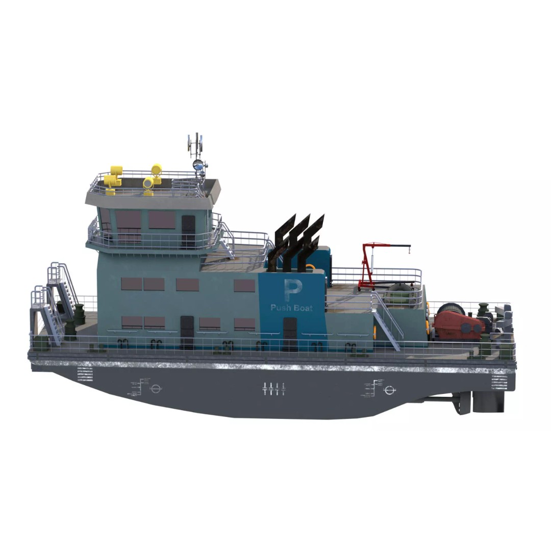 Harbor Tug Boat 3D Model – Low Poly Game Asset, FBX, PBR Textures - View 8