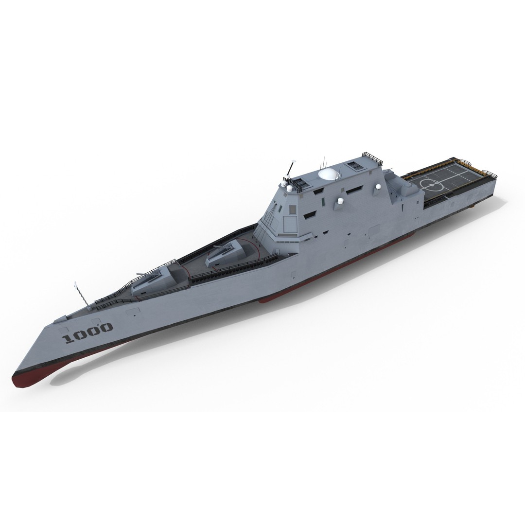 Zumwalt USS DDG 1000 Destroyer 3D Model – Low Poly Game Asset, FBX, PBR - View 12