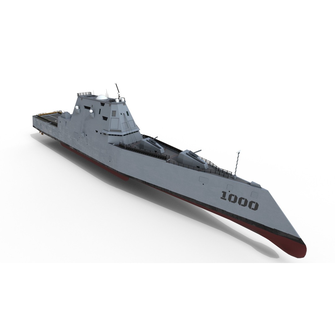 Zumwalt USS DDG 1000 Destroyer 3D Model – Low Poly Game Asset, FBX, PBR - View 13
