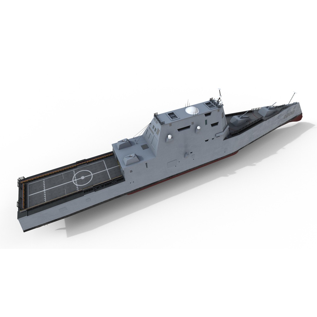 Zumwalt USS DDG 1000 Destroyer 3D Model – Low Poly Game Asset, FBX, PBR - View 14