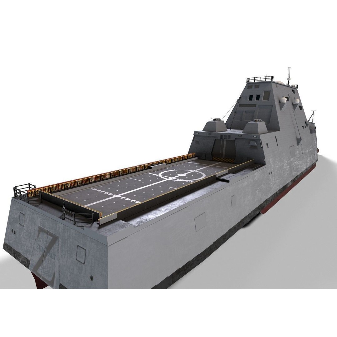 Zumwalt USS DDG 1000 Destroyer 3D Model – Low Poly Game Asset, FBX, PBR - View 16