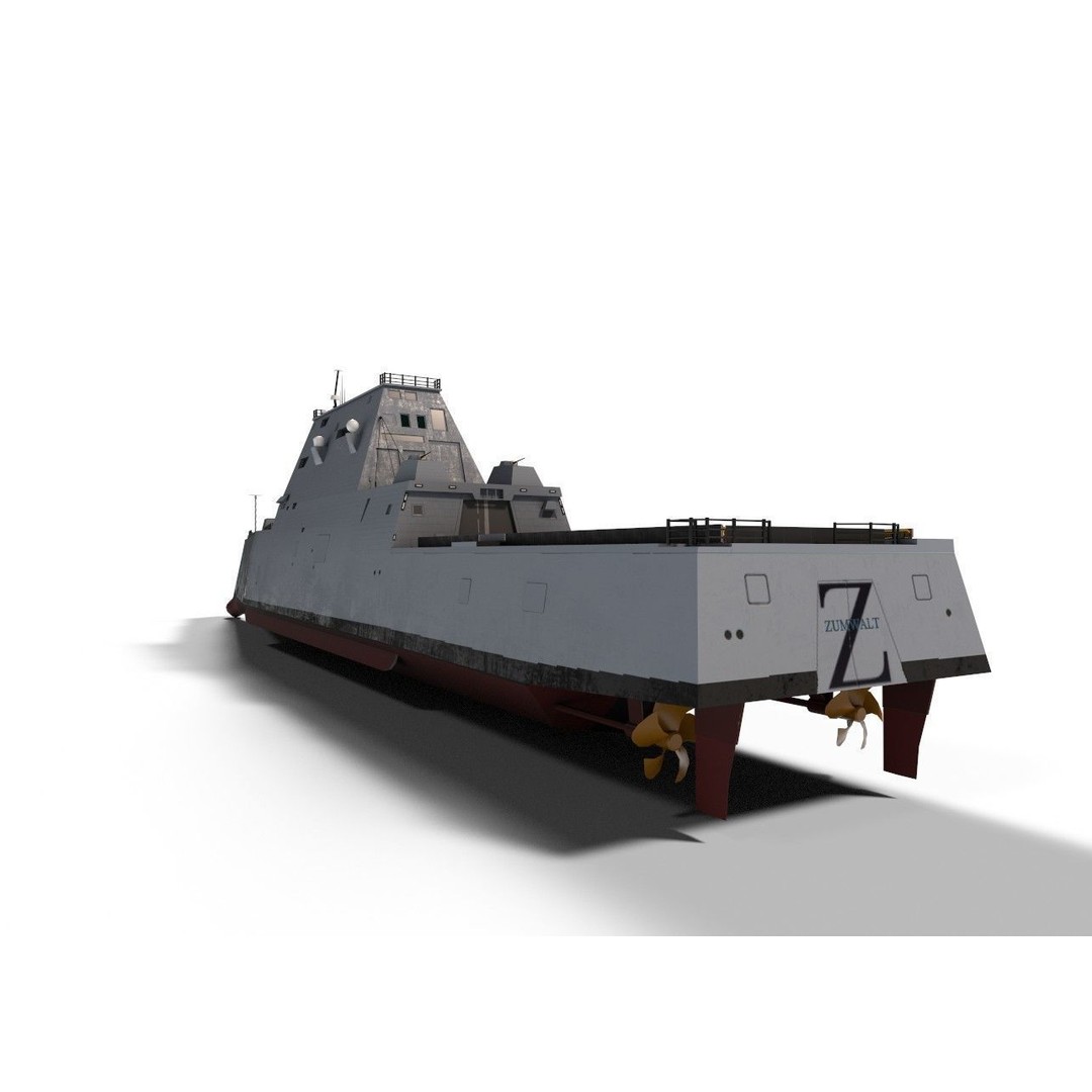 Zumwalt USS DDG 1000 Destroyer 3D Model – Low Poly Game Asset, FBX, PBR - View 21