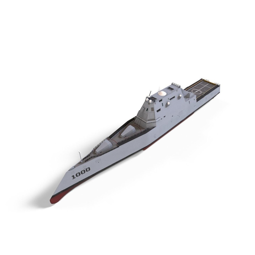 Zumwalt USS DDG 1000 Destroyer 3D Model – Low Poly Game Asset, FBX, PBR - View 22