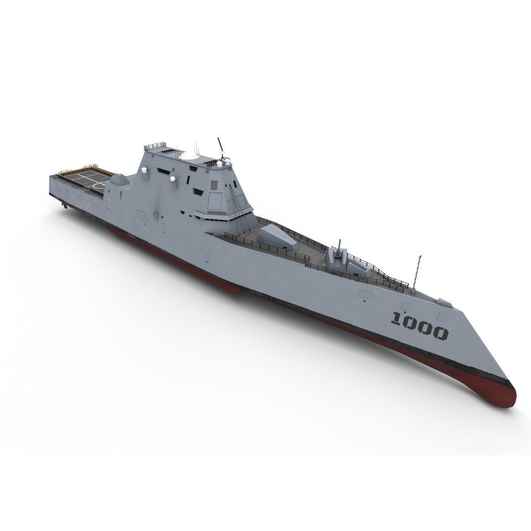 Zumwalt USS DDG 1000 Destroyer 3D Model – Low Poly Game Asset, FBX, PBR - View 4