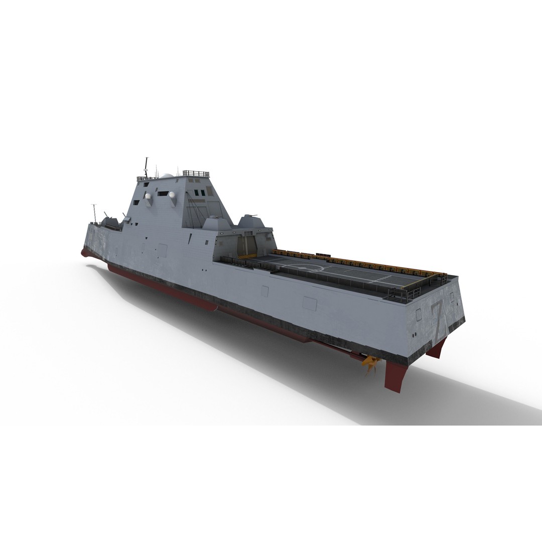Zumwalt USS DDG 1000 Destroyer 3D Model – Low Poly Game Asset, FBX, PBR - View 6