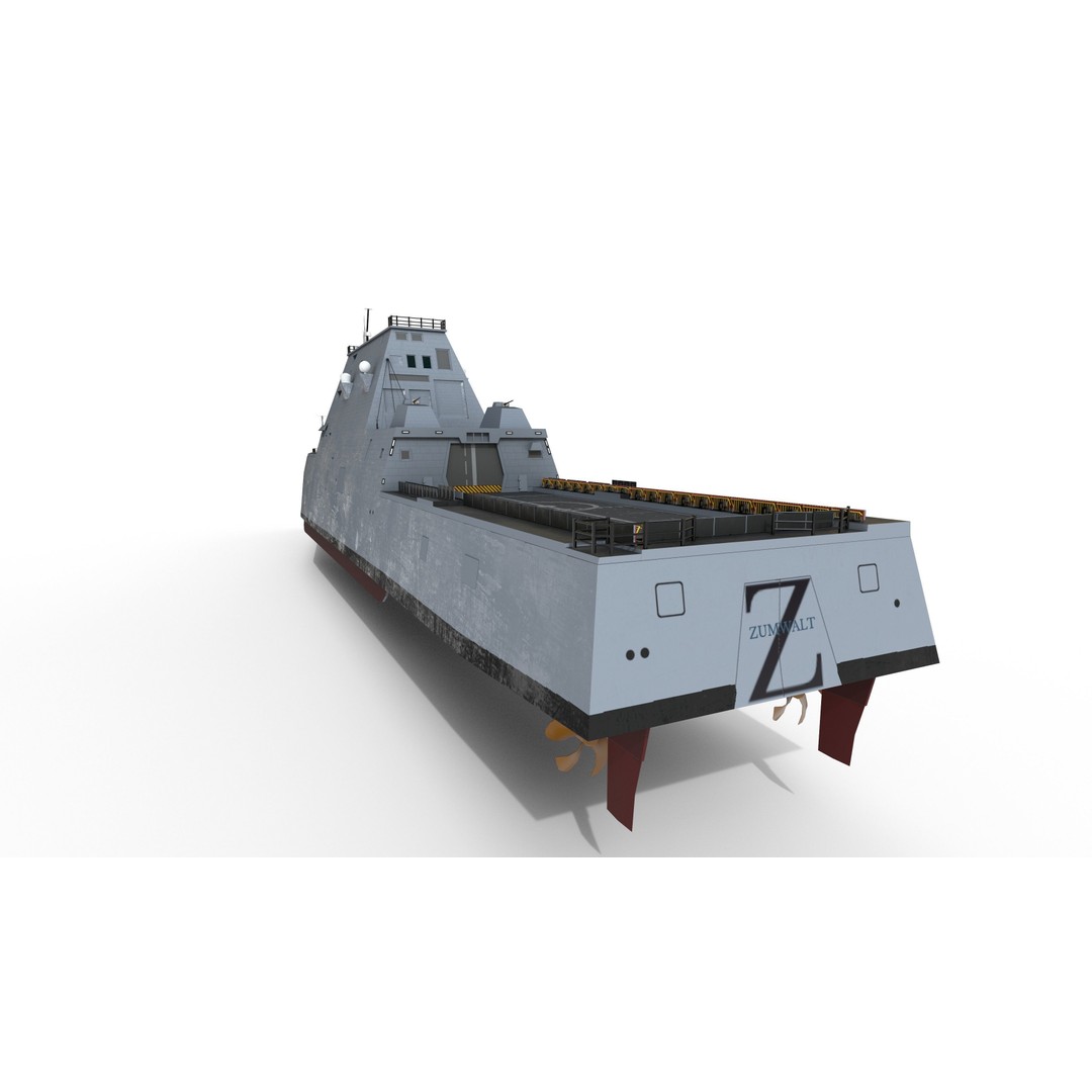 Zumwalt USS DDG 1000 Destroyer 3D Model – Low Poly Game Asset, FBX, PBR - View 7
