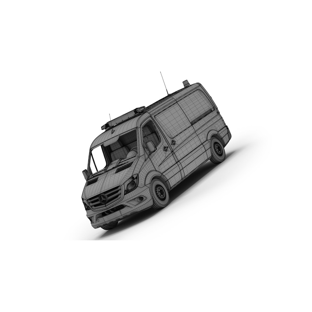 Mercedes-Benz Sprinter 3D Model – Dutch Police Van, Game Ready, FBX