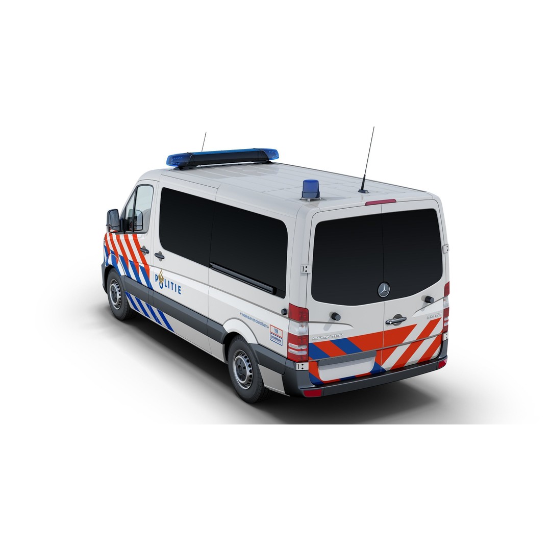 Mercedes-Benz Sprinter 3D Model – Dutch Police Van, Game Ready, FBX - View 10