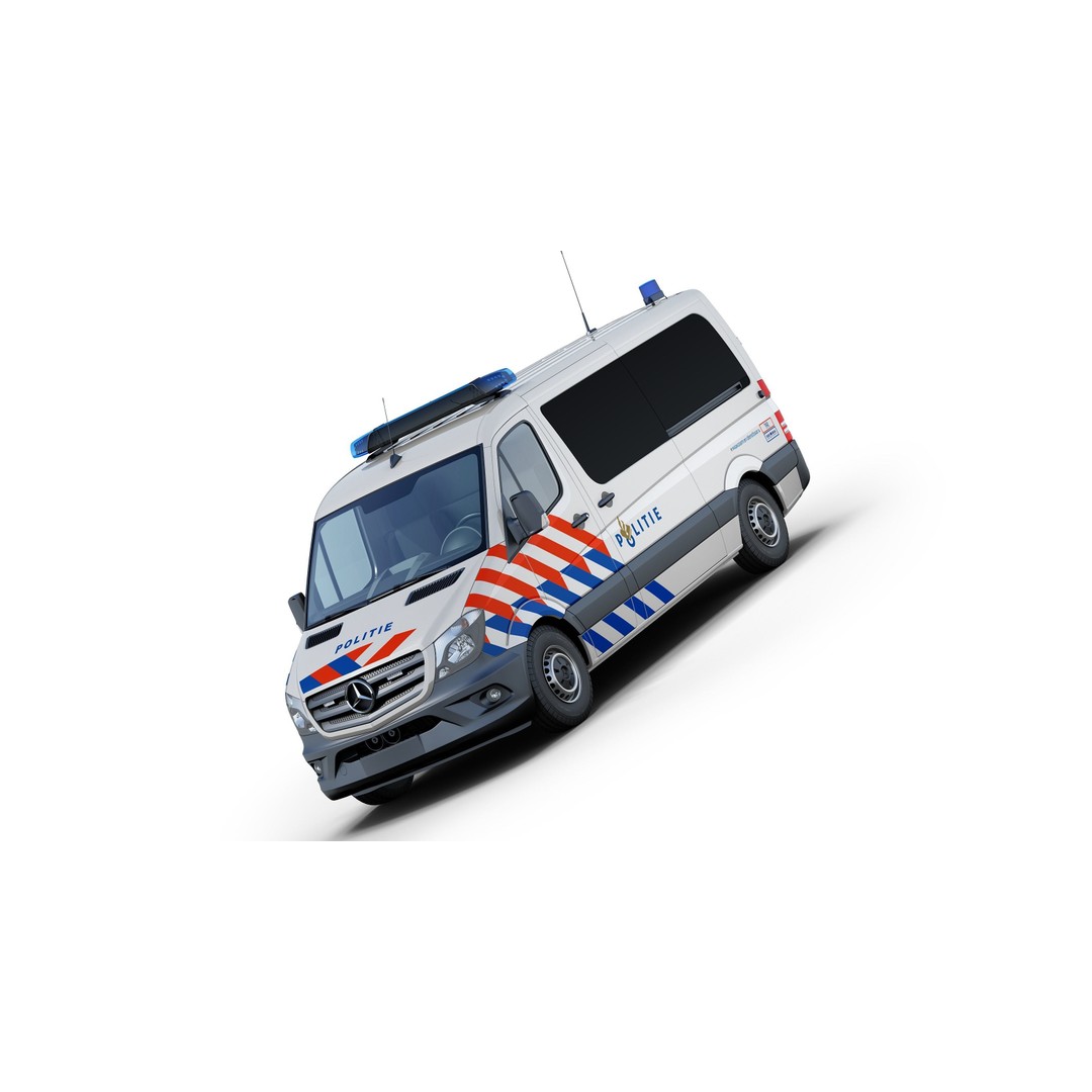 Mercedes-Benz Sprinter 3D Model – Dutch Police Van, Game Ready, FBX - View 12