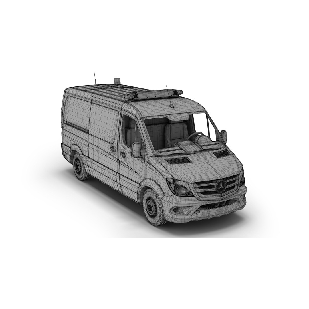 Mercedes-Benz Sprinter 3D Model – Dutch Police Van, Game Ready, FBX - View 3