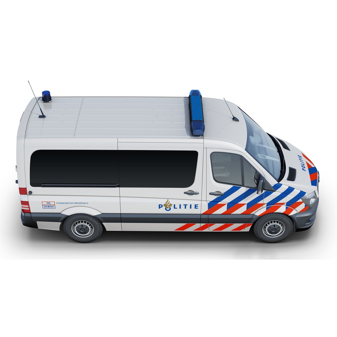 Mercedes-Benz Sprinter 3D Model – Dutch Police Van, Game Ready, FBX - View 4