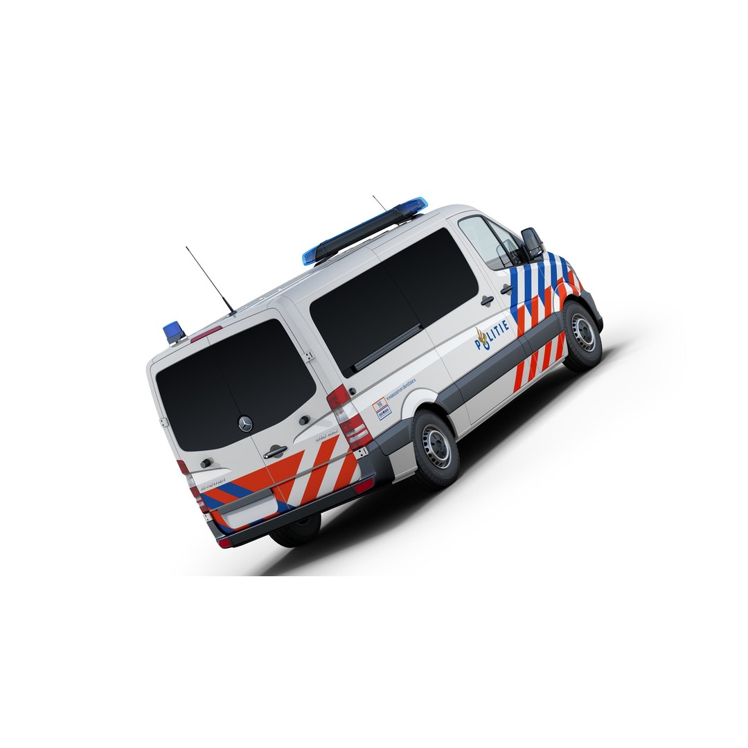 Mercedes-Benz Sprinter 3D Model – Dutch Police Van, Game Ready, FBX - View 6