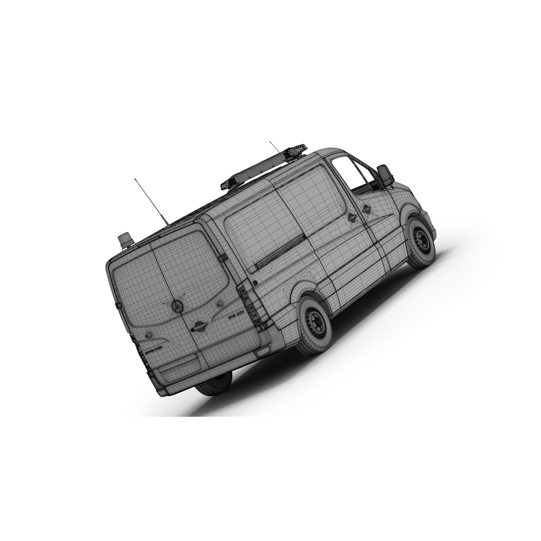 Mercedes-Benz Sprinter 3D Model – Dutch Police Van, Game Ready, FBX - View 7