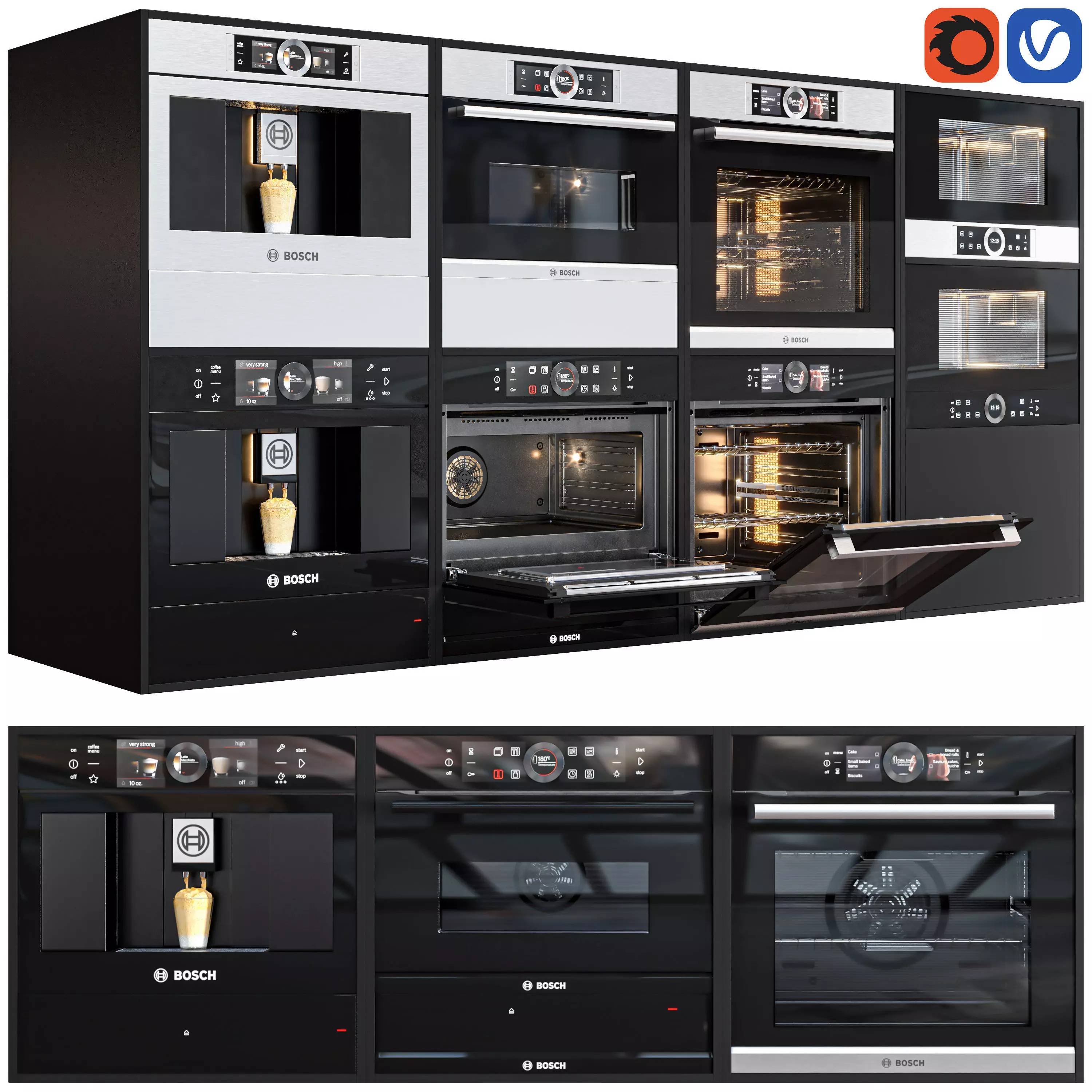 Bosch Oven Set - PBR Game-Ready 3D Model - View 2
