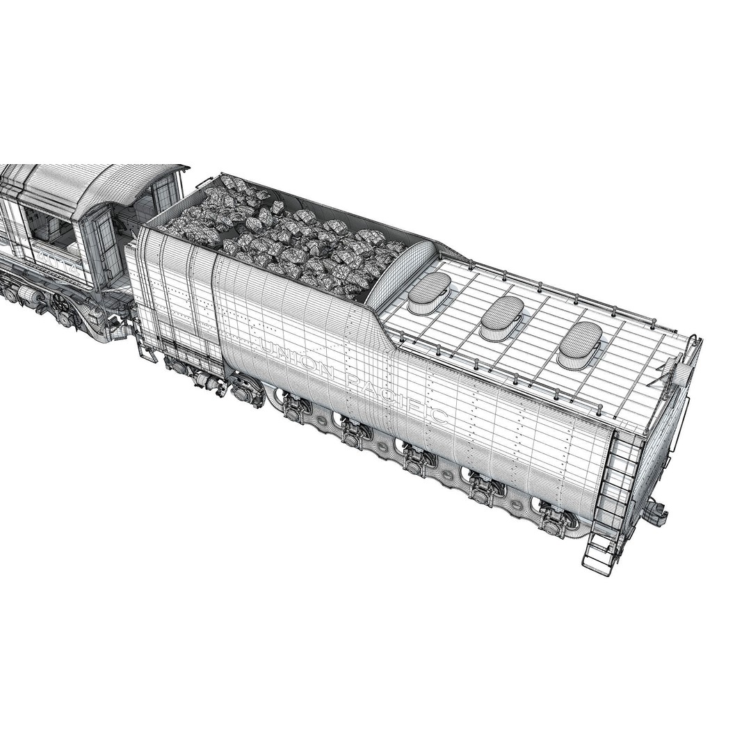 Big Boy Steam Locomotive 3D Model – High Poly Train Asset, FBX, OBJ