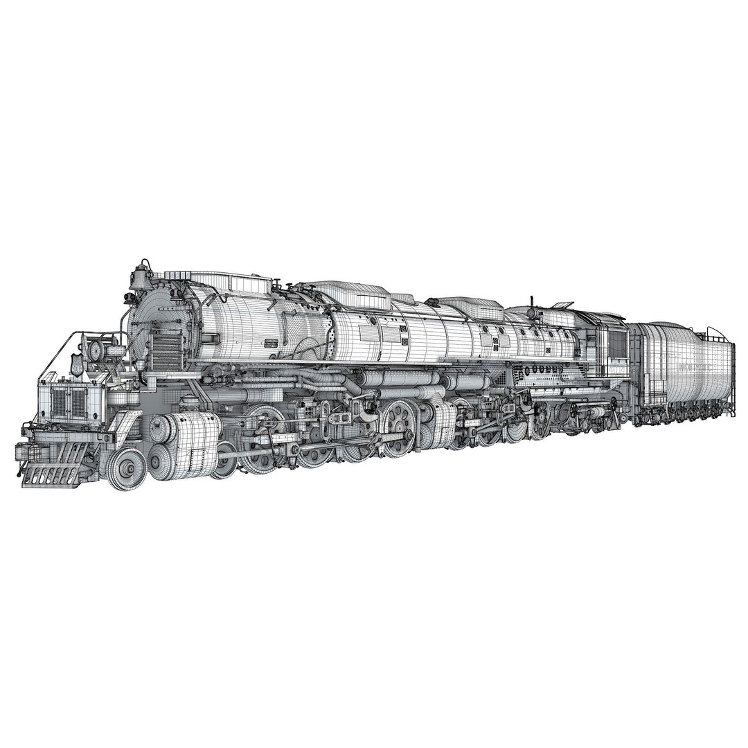 Big Boy Steam Locomotive 3D Model – High Poly Train Asset, FBX, OBJ - View 24