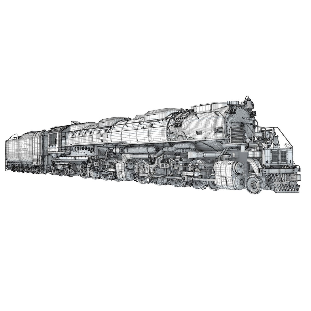 Big Boy Steam Locomotive 3D Model – High Poly Train Asset, FBX, OBJ - View 27