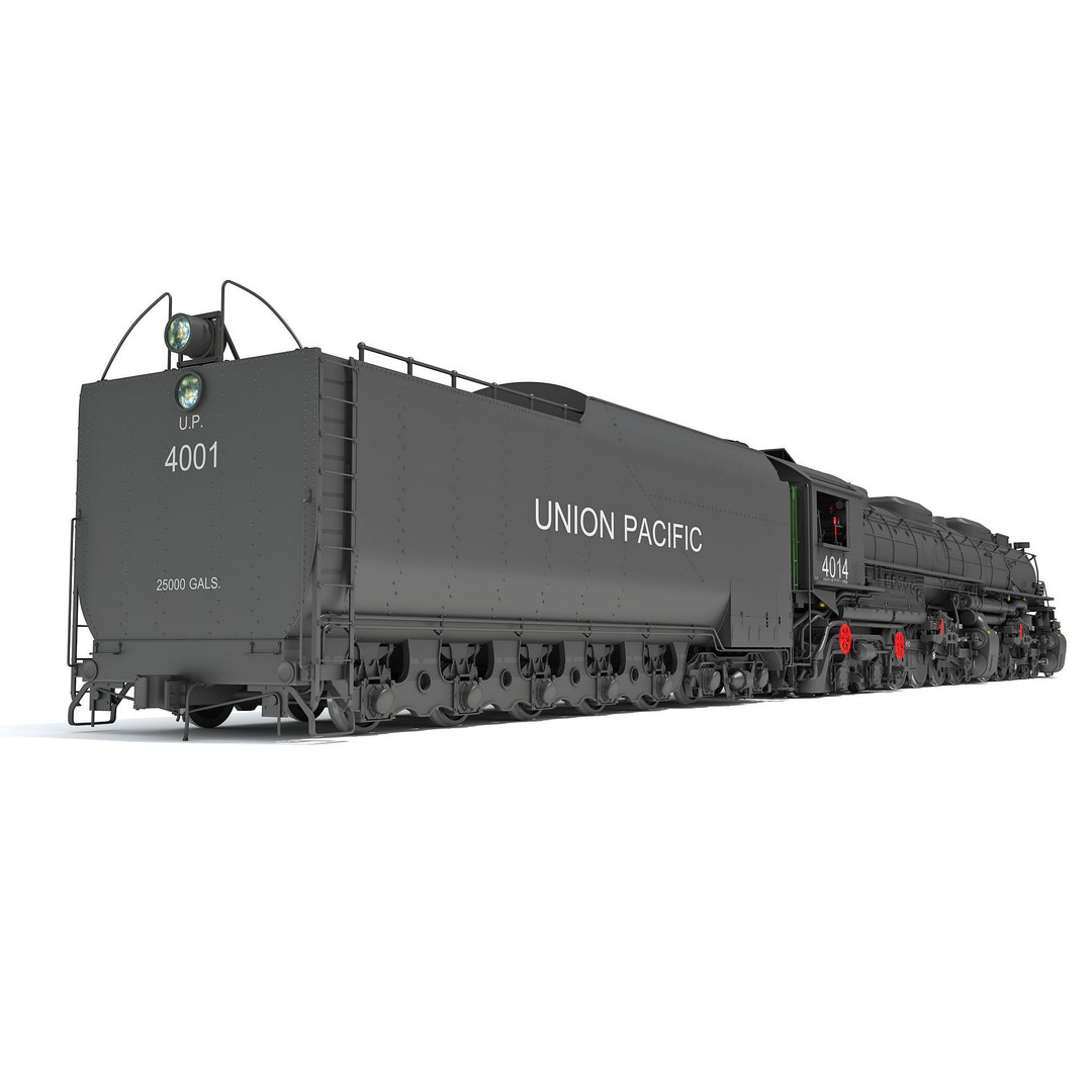 Big Boy Steam Locomotive 3D Model – High Poly Train Asset, FBX, OBJ - View 9