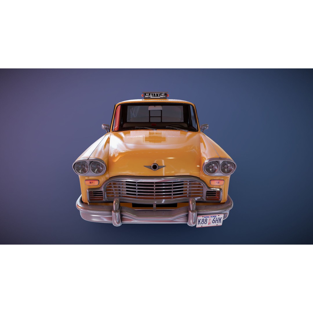 Yellow Taxi Cab 3D Model – Low Poly Game Ready Asset, FBX, PBR - View 17
