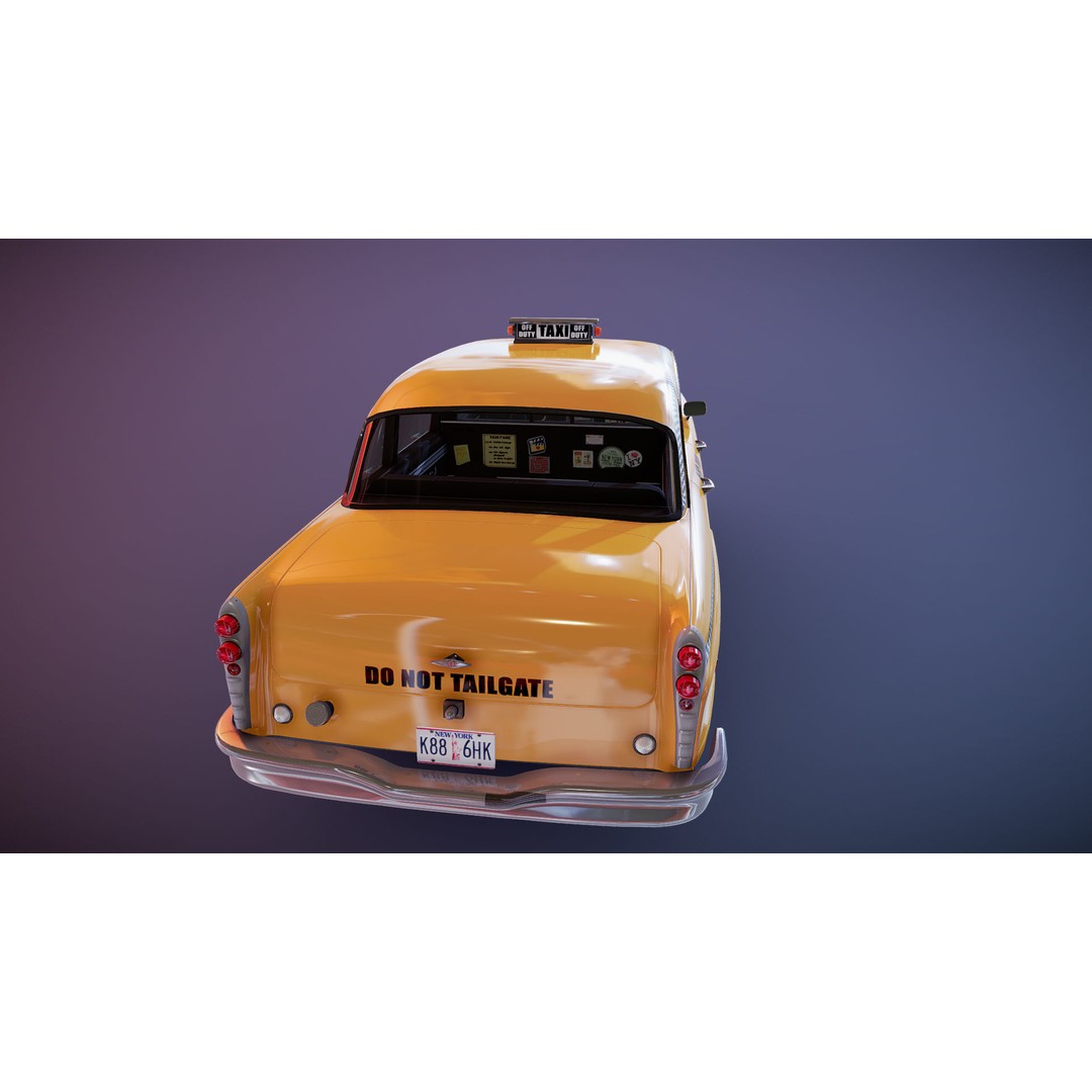 Yellow Taxi Cab 3D Model – Low Poly Game Ready Asset, FBX, PBR - View 18