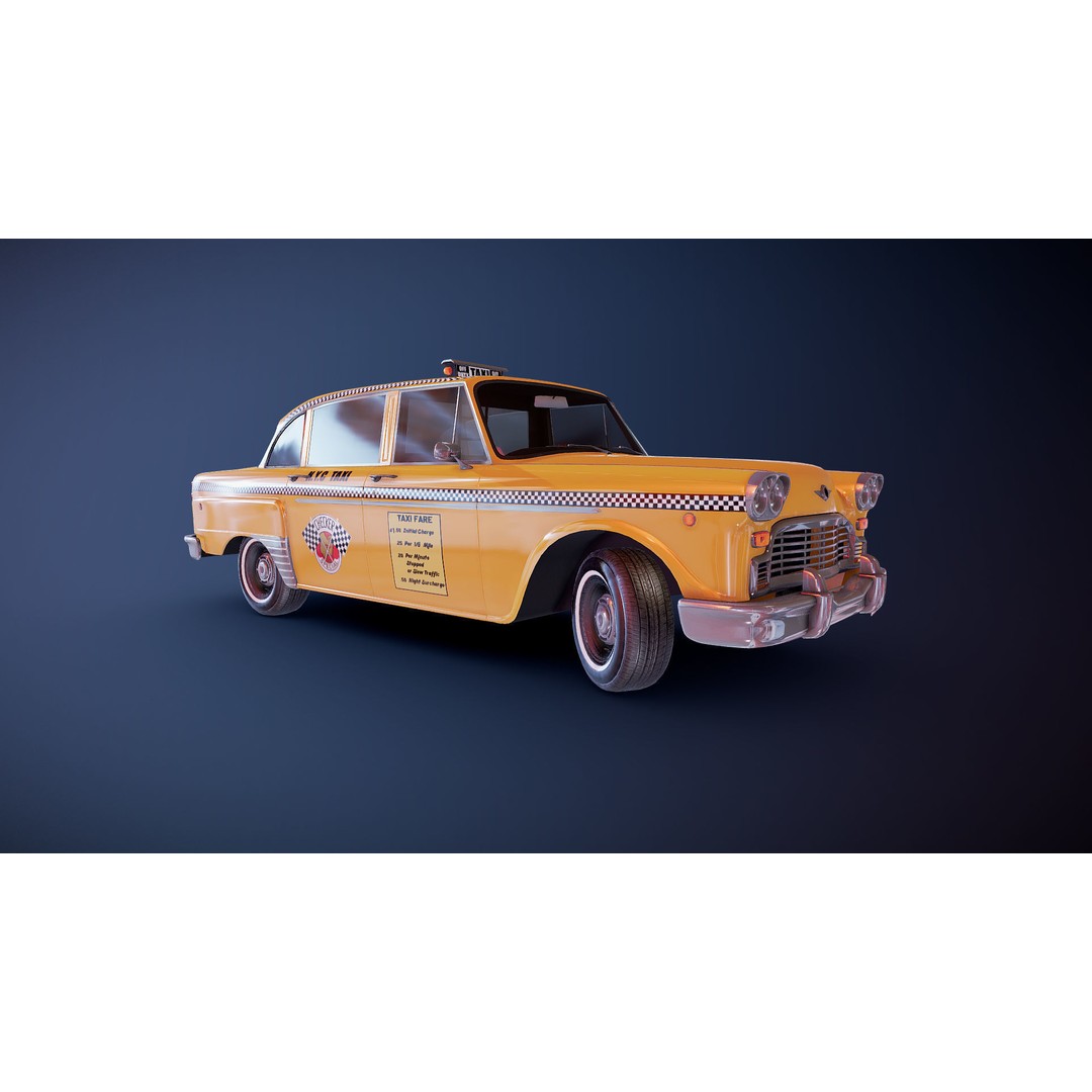 Yellow Taxi Cab 3D Model – Low Poly Game Ready Asset, FBX, PBR - View 19