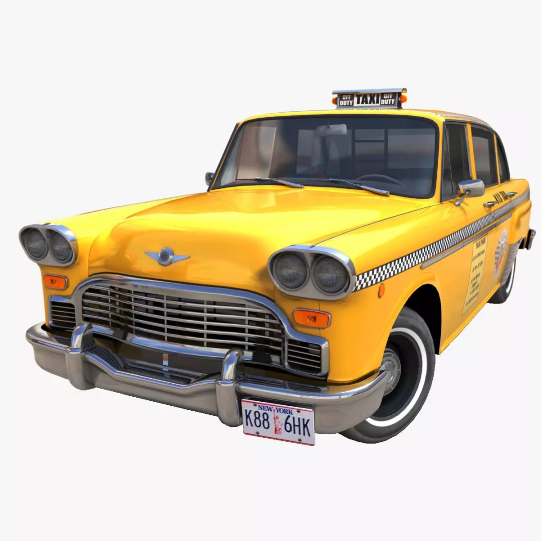 Yellow Taxi Cab 3D Model – Low Poly Game Ready Asset, FBX, PBR - View 2