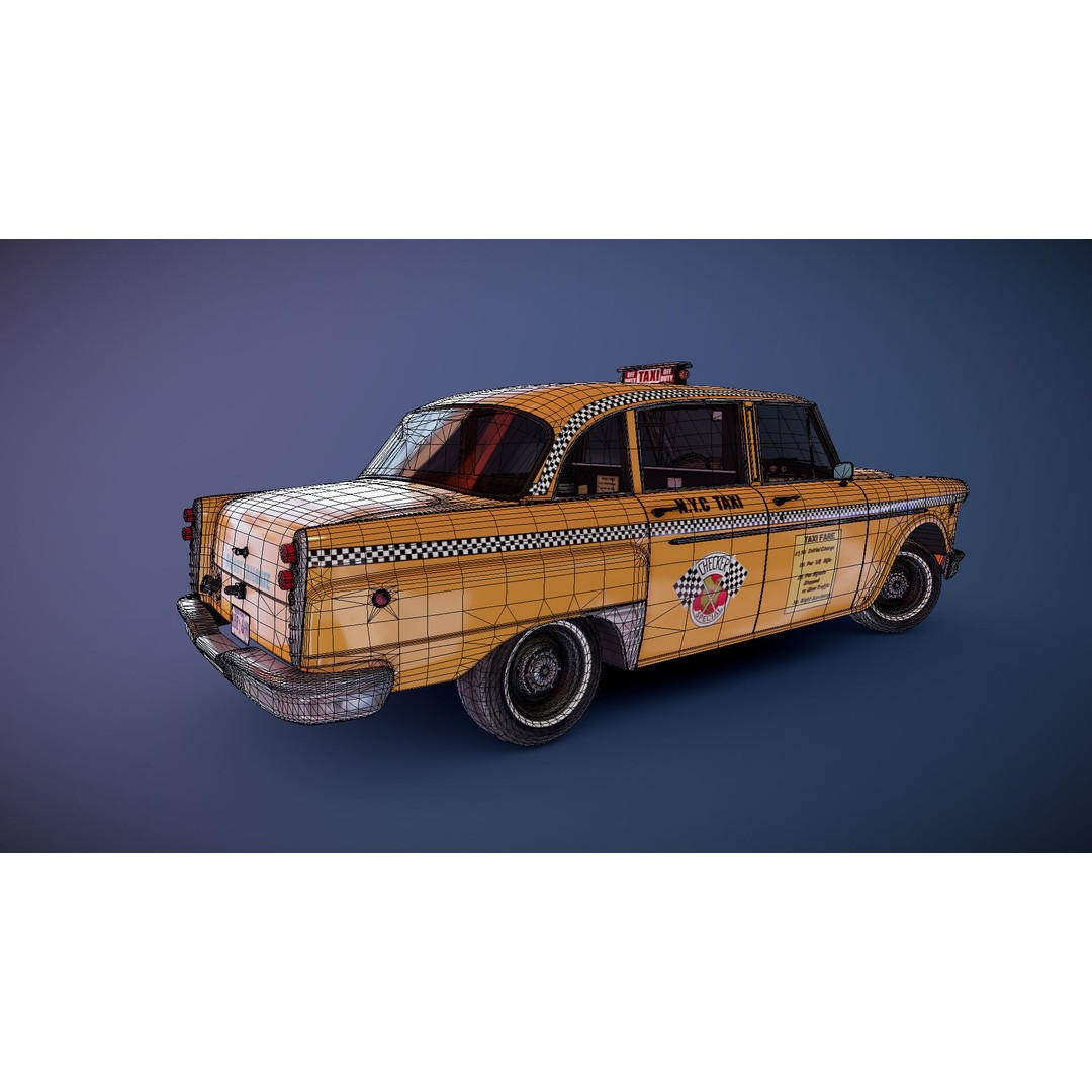 Yellow Taxi Cab 3D Model – Low Poly Game Ready Asset, FBX, PBR - View 21