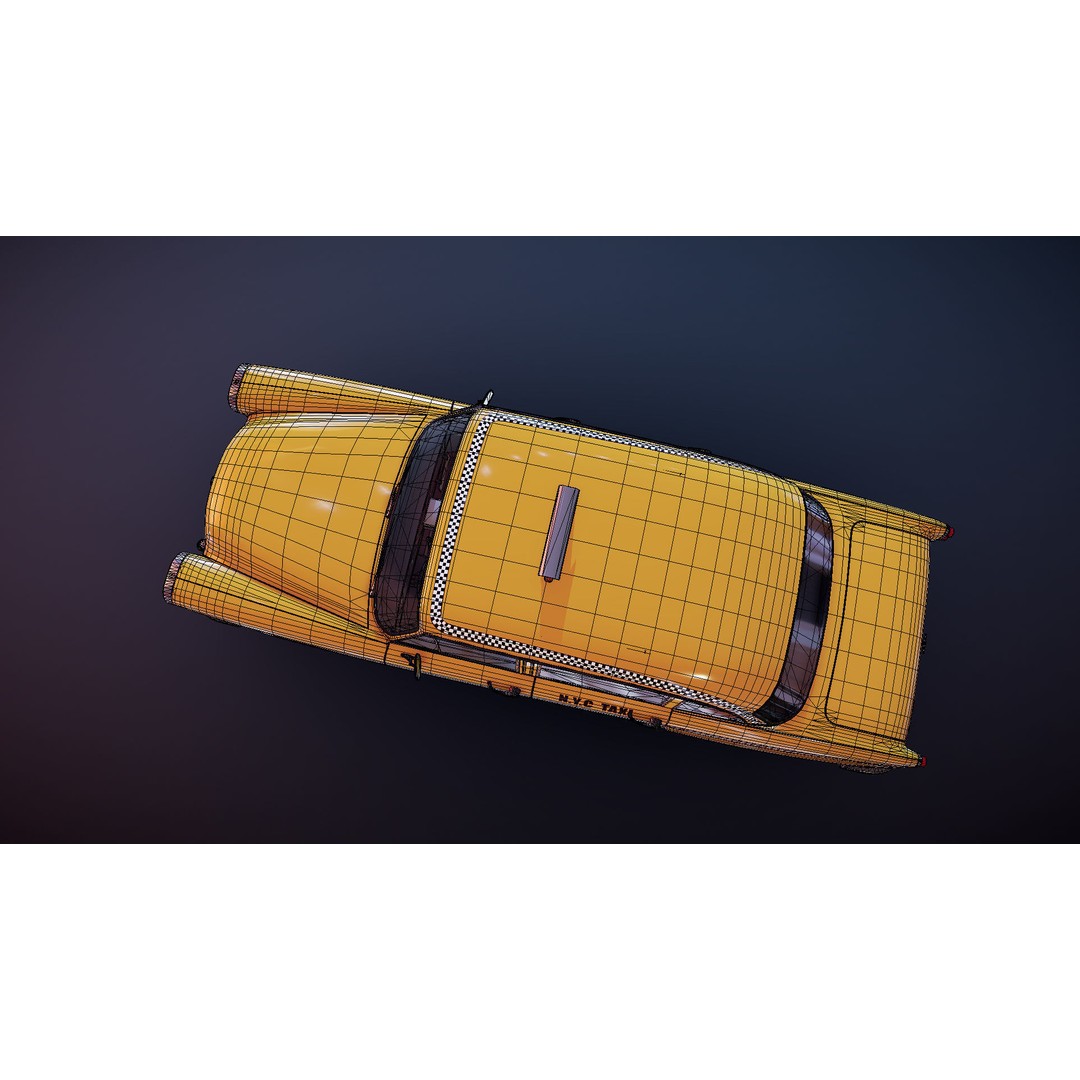 Yellow Taxi Cab 3D Model – Low Poly Game Ready Asset, FBX, PBR - View 24