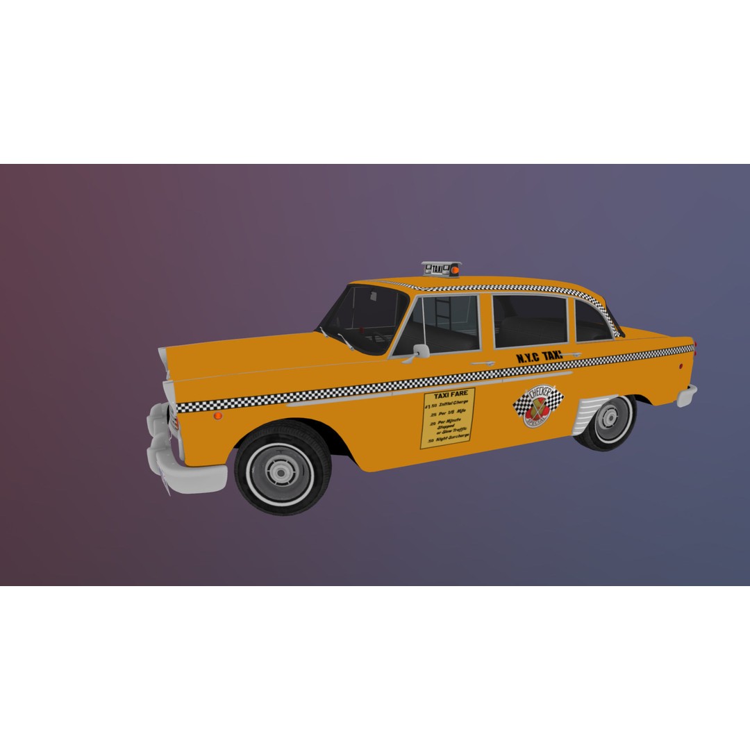 Yellow Taxi Cab 3D Model – Low Poly Game Ready Asset, FBX, PBR - View 29