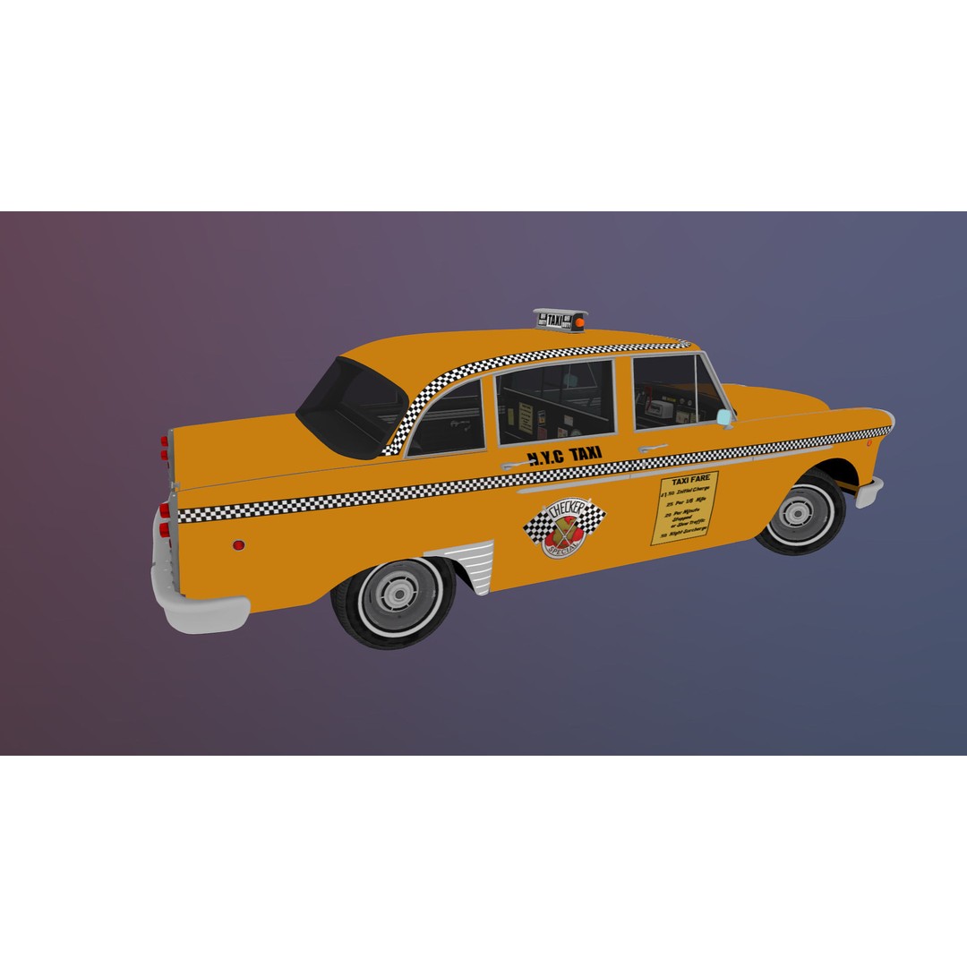 Yellow Taxi Cab 3D Model – Low Poly Game Ready Asset, FBX, PBR - View 30
