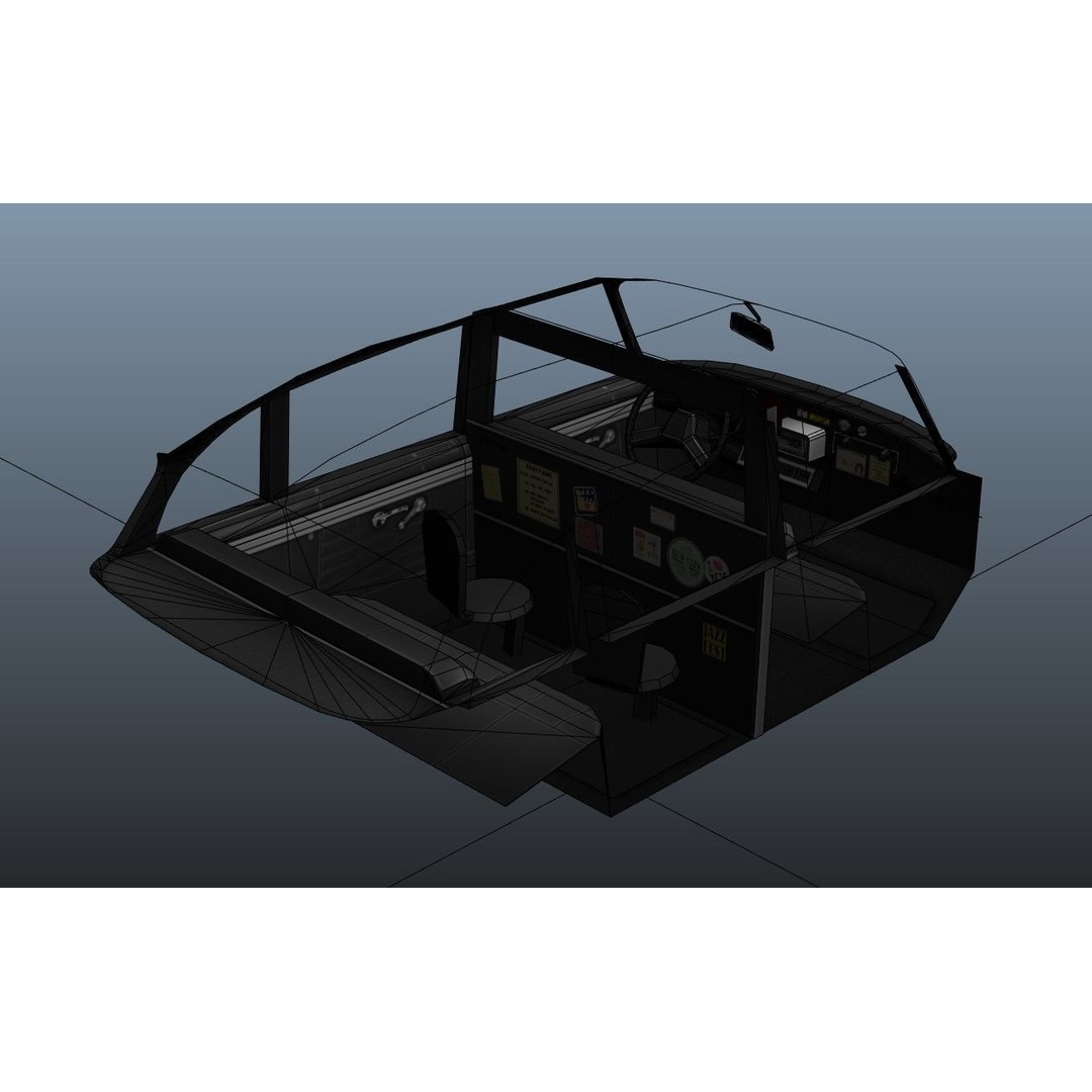 Yellow Taxi Cab 3D Model – Low Poly Game Ready Asset, FBX, PBR - View 34