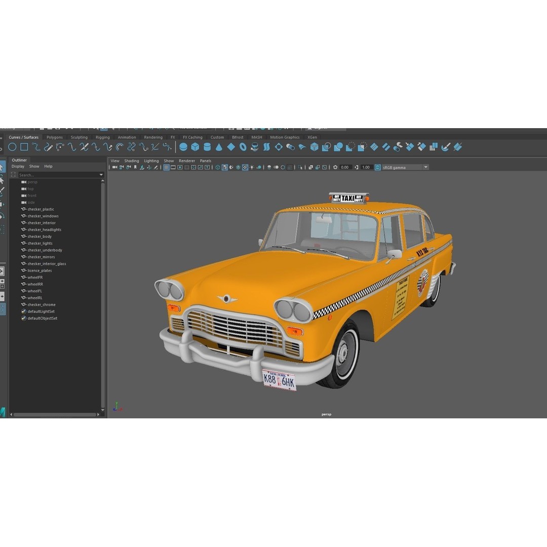 Yellow Taxi Cab 3D Model – Low Poly Game Ready Asset, FBX, PBR - View 36