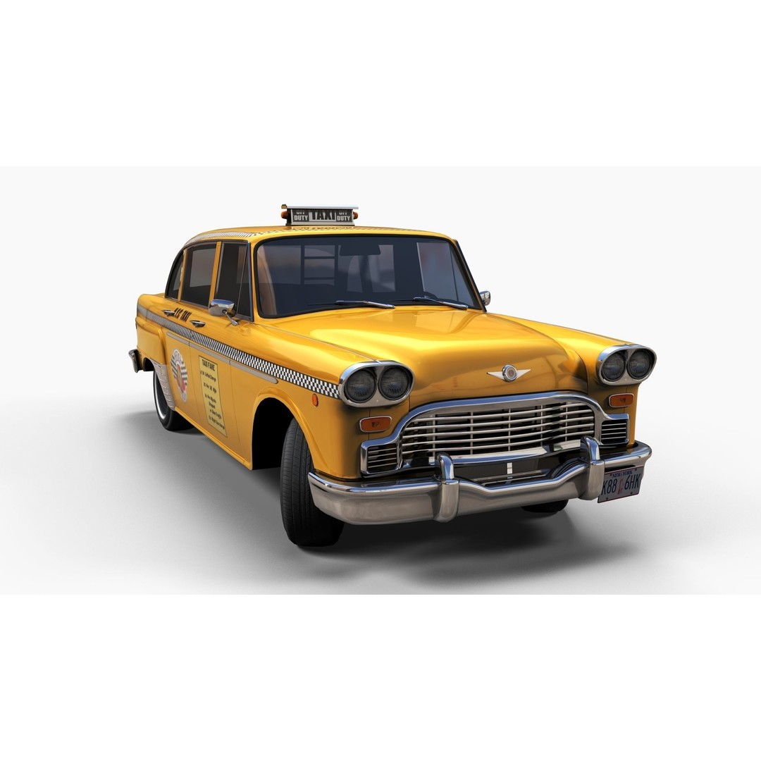 Yellow Taxi Cab 3D Model – Low Poly Game Ready Asset, FBX, PBR - View 5