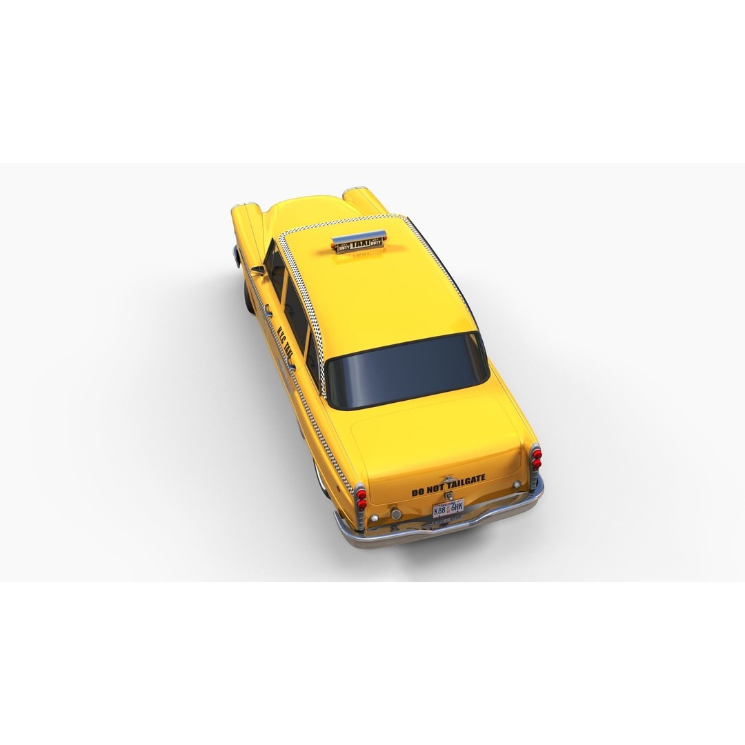 Yellow Taxi Cab 3D Model – Low Poly Game Ready Asset, FBX, PBR - View 7