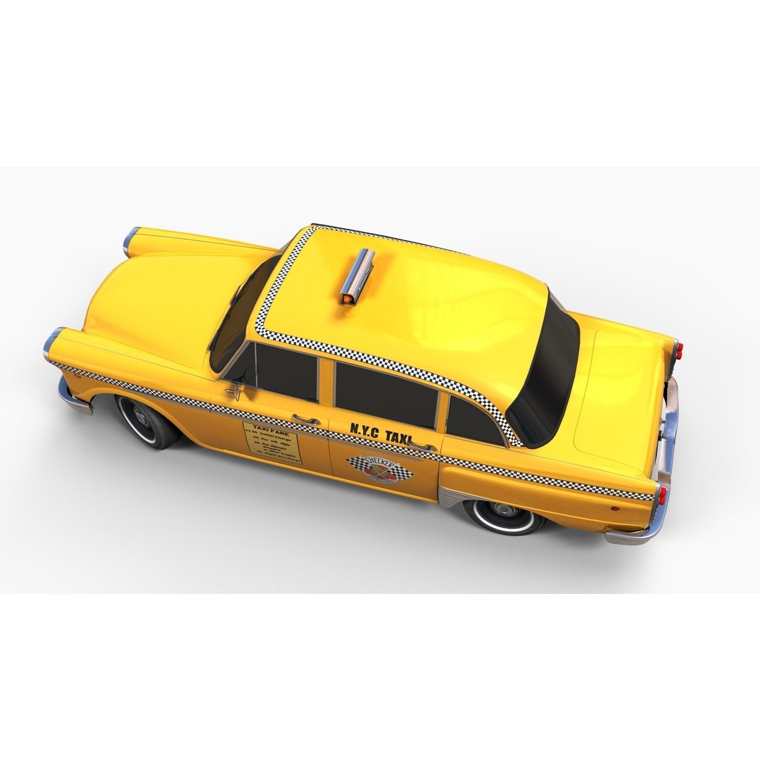 Yellow Taxi Cab 3D Model – Low Poly Game Ready Asset, FBX, PBR - View 8