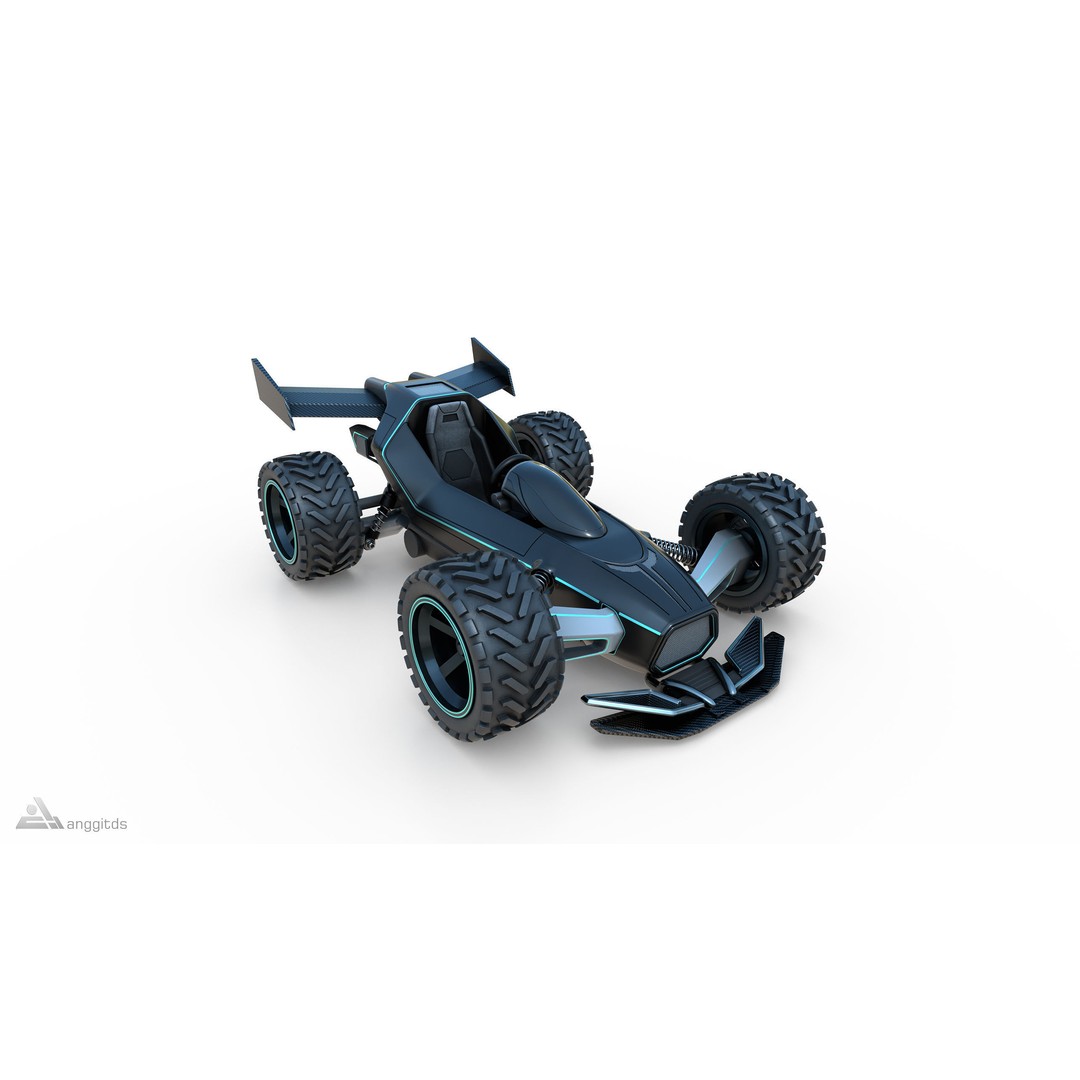 Off-Road Go Kart 3D Model – Futuristic Design, PBR Textures, FBX - View 3