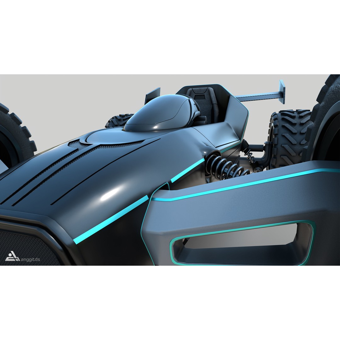 Off-Road Go Kart 3D Model – Futuristic Design, PBR Textures, FBX - View 8