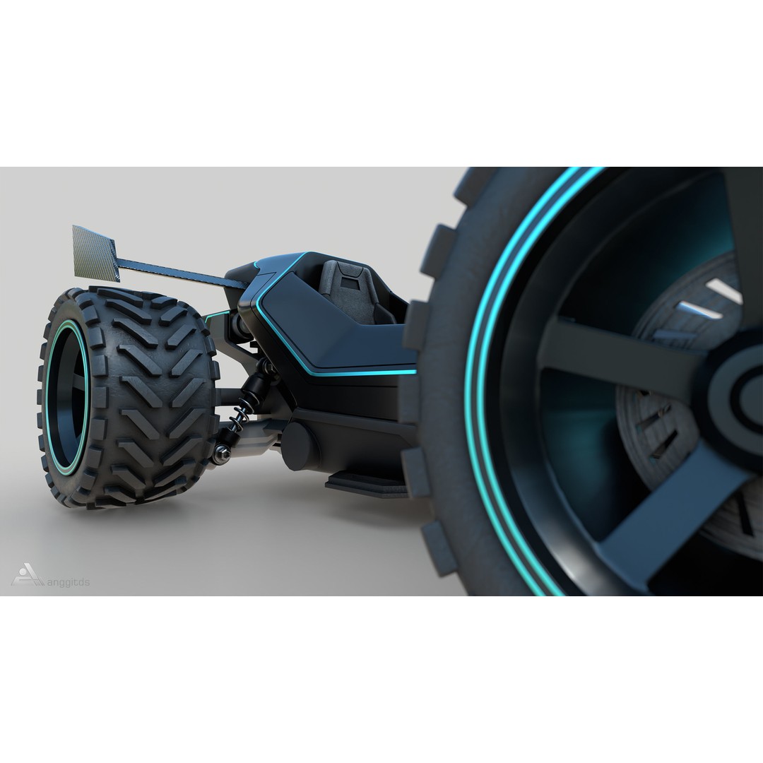 Off-Road Go Kart 3D Model – Futuristic Design, PBR Textures, FBX - View 9