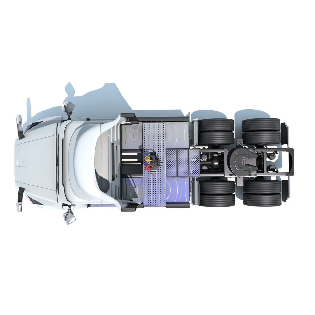 2025 Electric Semi Truck 3D Model – High Poly Vehicle with Interior Details, FBX - View 12