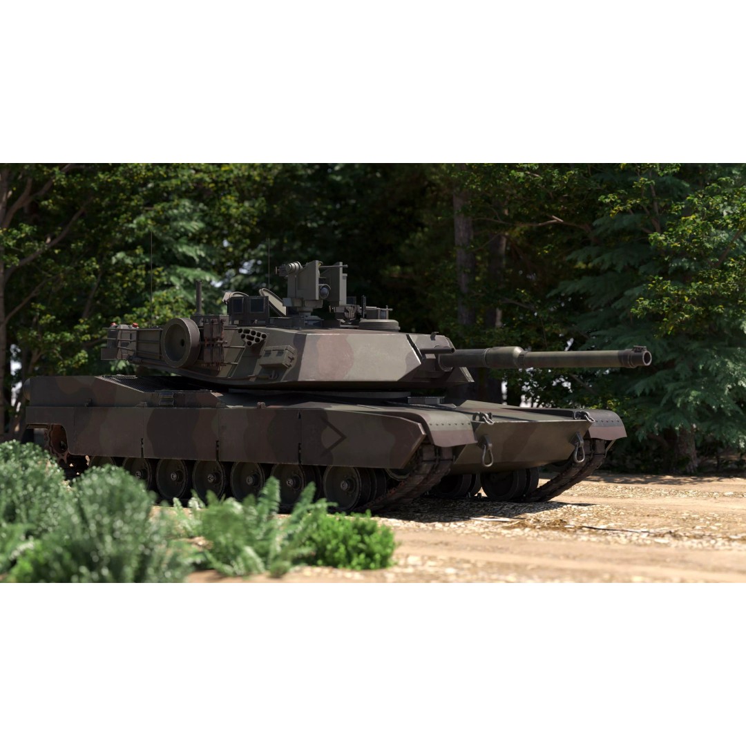 M1A2 Abrams 3D Model – Rigged Military Tank in PBR Format - View 14