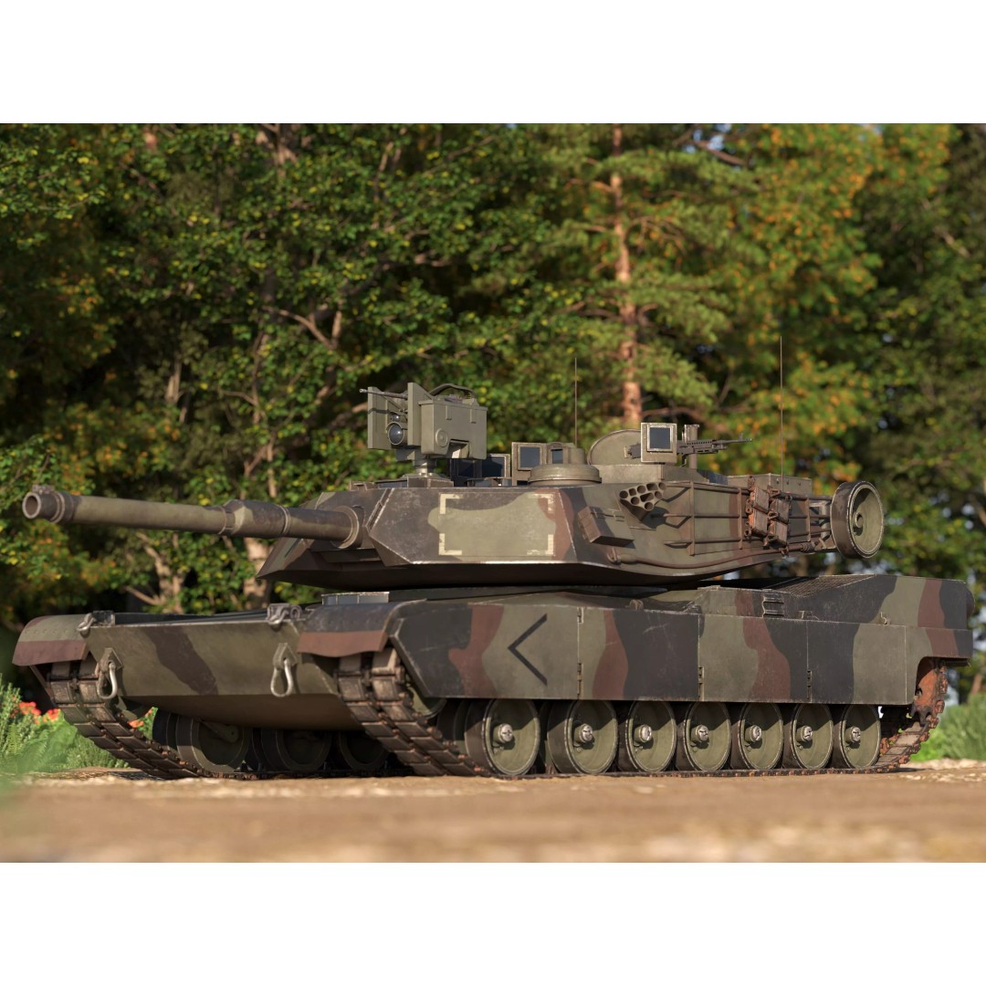M1A2 Abrams 3D Model – Rigged Military Tank in PBR Format - View 3