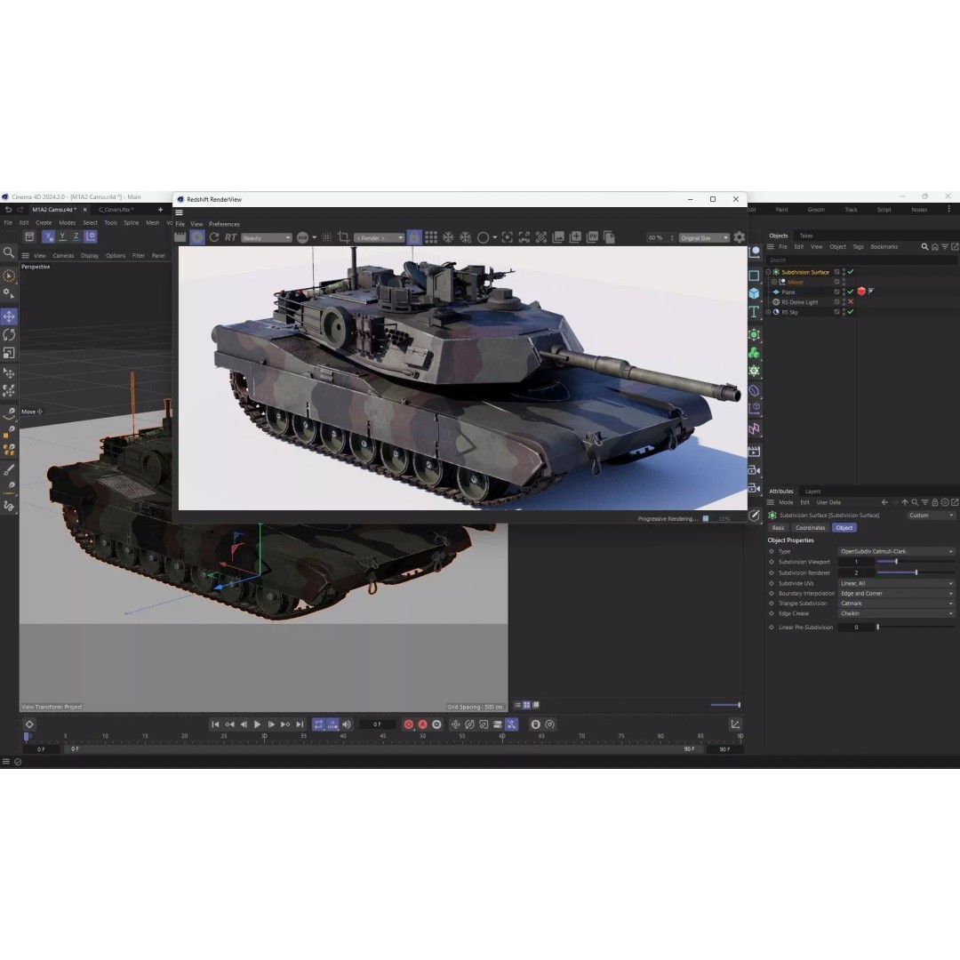 M1A2 Abrams 3D Model – Rigged Military Tank in PBR Format - View 38