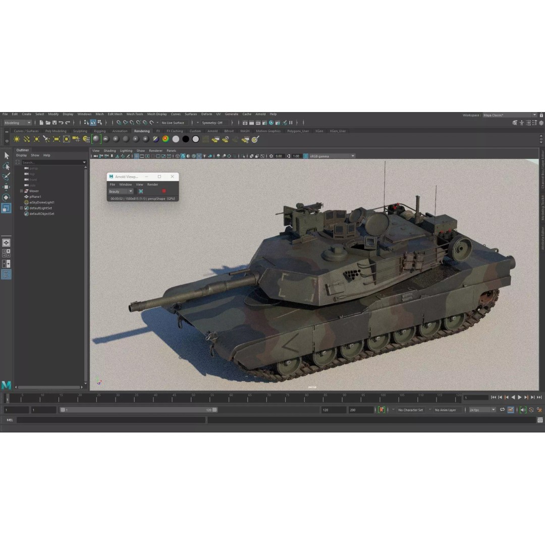M1A2 Abrams 3D Model – Rigged Military Tank in PBR Format - View 39